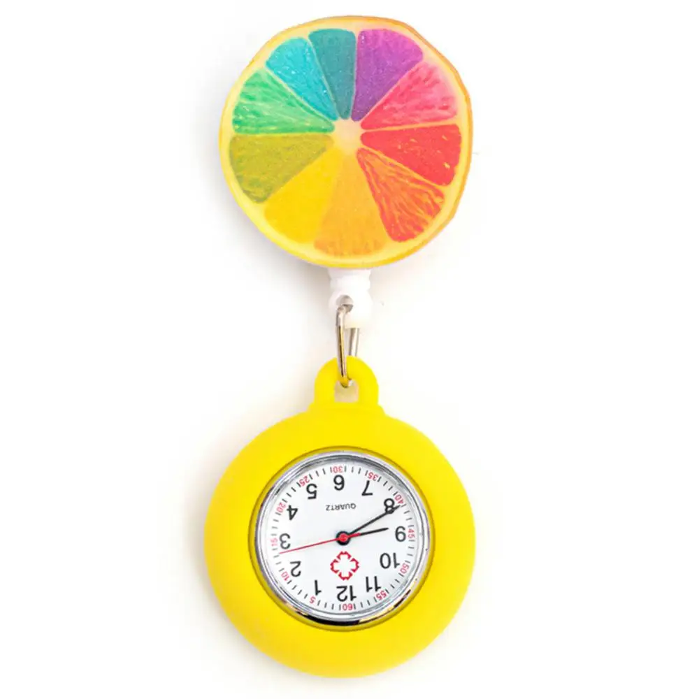 50Pcs/Lot Retractable Silicone Pocket Watches Lovely Cartoon Smile Love Heart Nurse Doctor Hospital Medical Hanging Watch