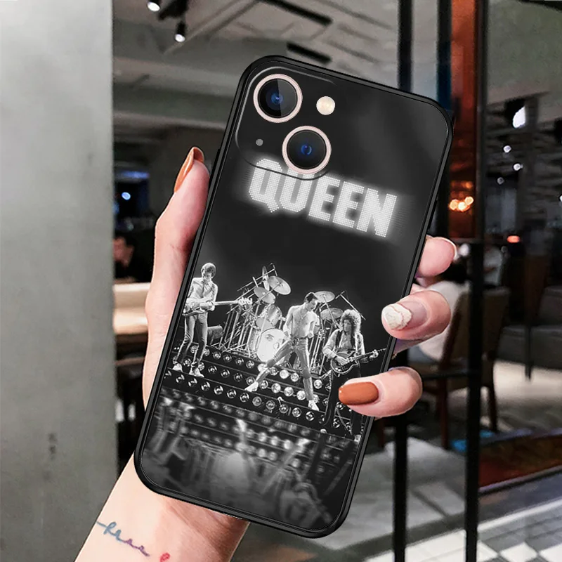 Чехол для Телефона iphone 16Plus XR XSMax 15 14 13 12 11 16 Pro Max Mini 7 8 Plus 15Pro QUEEN Band черный мягкий