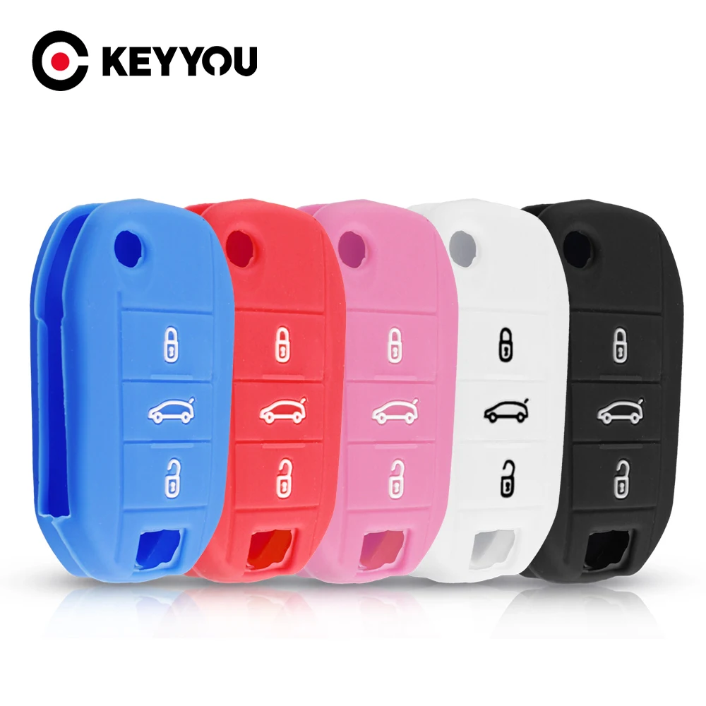 

KEYYOU 3 Button For Peugeot 3008 208 308 508 408 2008 For Citroen C4 CACTUS C5 C3 C4L Protector Silicone Key Case Cover