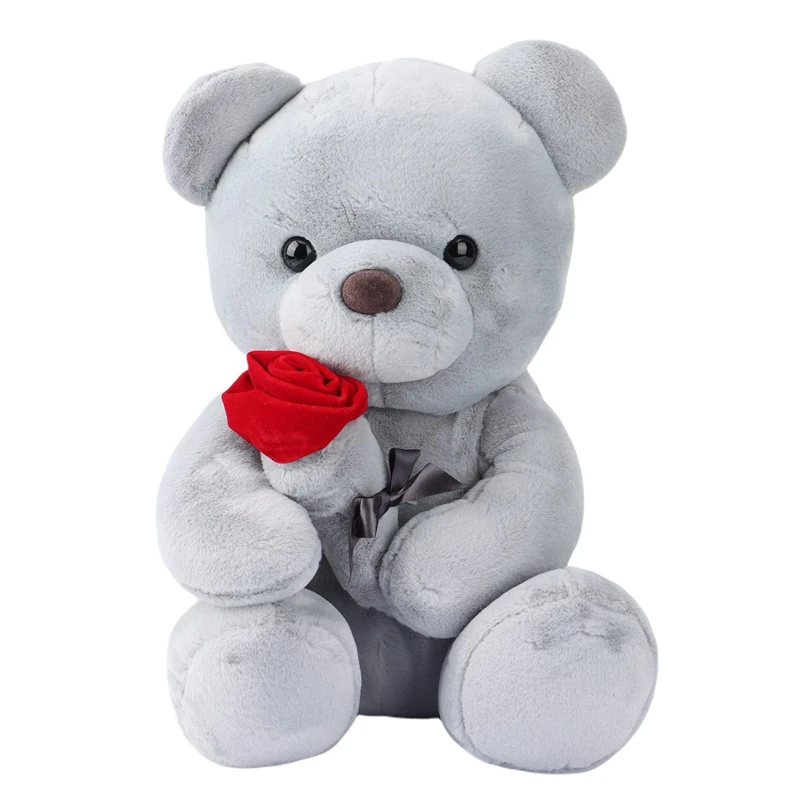 

Bear Plush Toy with Rose, Cute Stuffed Animal Toys Pillow Bear Doll Gift for Kids Boys Girls Birthday Christmas