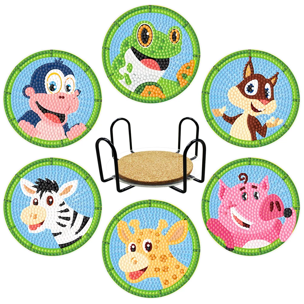 

6pcs DIY Diamond Painting Coaster Desktop Insulated Anti-scalding Pad Mosaic Handmade Spot Drill gift