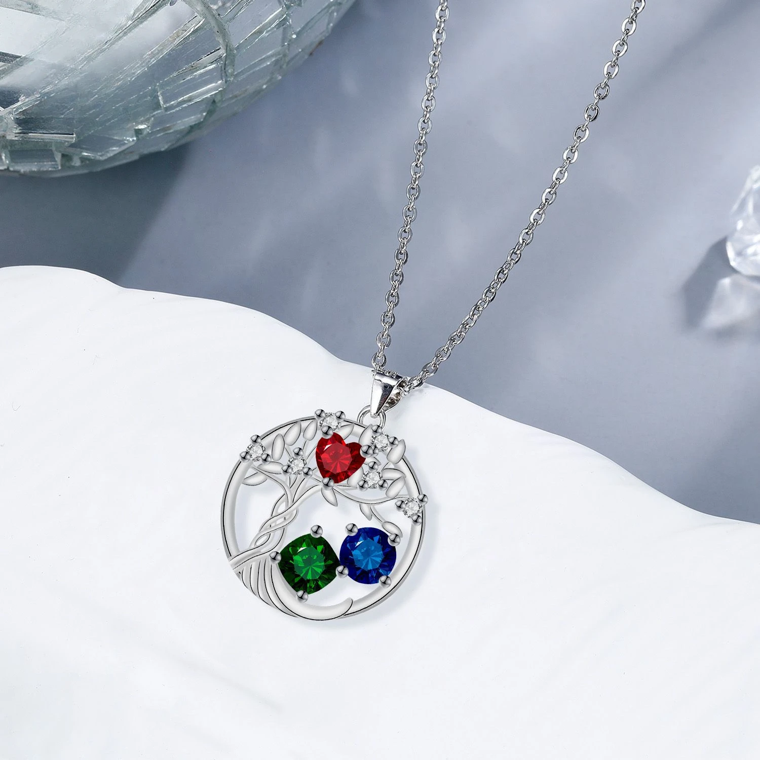 Древо жизни красочный кулон с фианитом ожерелье для женщин круглые растения