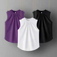 women clothing sleeveless summer tops for woman cottton casual women t shirts turtleneck tshirt for girls solid clothes for lady