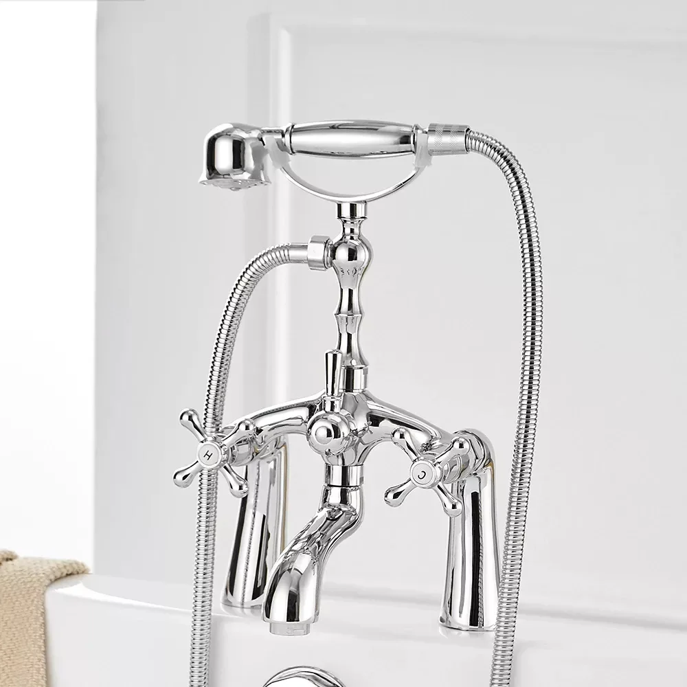 

Bathtub Faucets Antique Brass Material Bathroom Shower Set Bathtub Mounted Mixer Tap Bathroom Faucet Dual Holder Crane DG21-8204