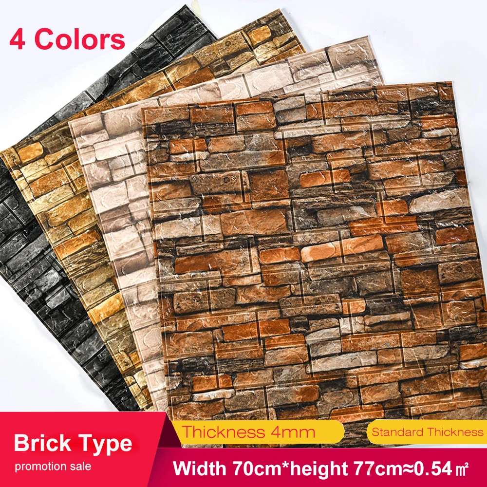 

Home Wall Decor Retro 3D Brick Wall Stickers Bar Restaurant Living Room TV Background Wall Decor DIY Self-adhesive Waterproof