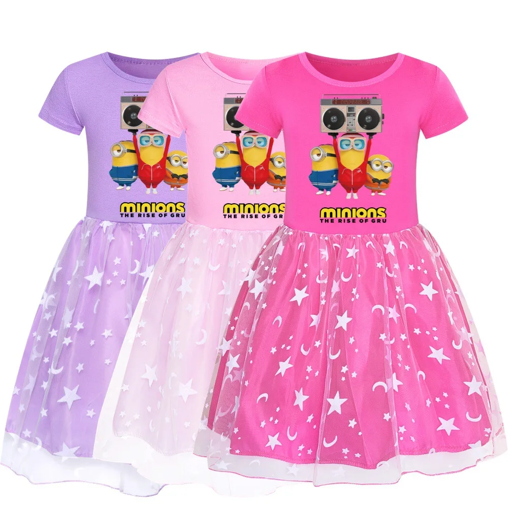 

The Rise of Gru Kids Summer Print Princess Dress Baby Girls Cute Lace Princess Dress Toddler Girls Birthday Party Dresses 3-10T