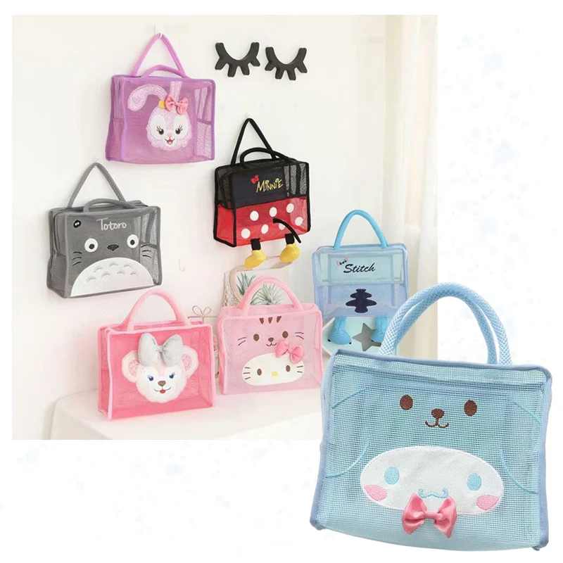 

Cartoon Large-capacity Mesh Portable Storage Bag Anime My Melody Cinnamoroll KT Cat Handbag Kawaii Fashion Wash Bag Cosmetic Bag