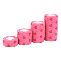 1 piece elastic bandage red heart print self adhesive medical outdoor camping survival tool sports wrap tape finger joint knee
