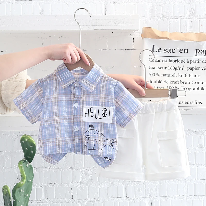 

2022 Summer Baby Girls Boys Clothing Sets Children Casual Clothes Fashion Cartoon Shirt Shorts Outdoor Kids Vacation Clothing