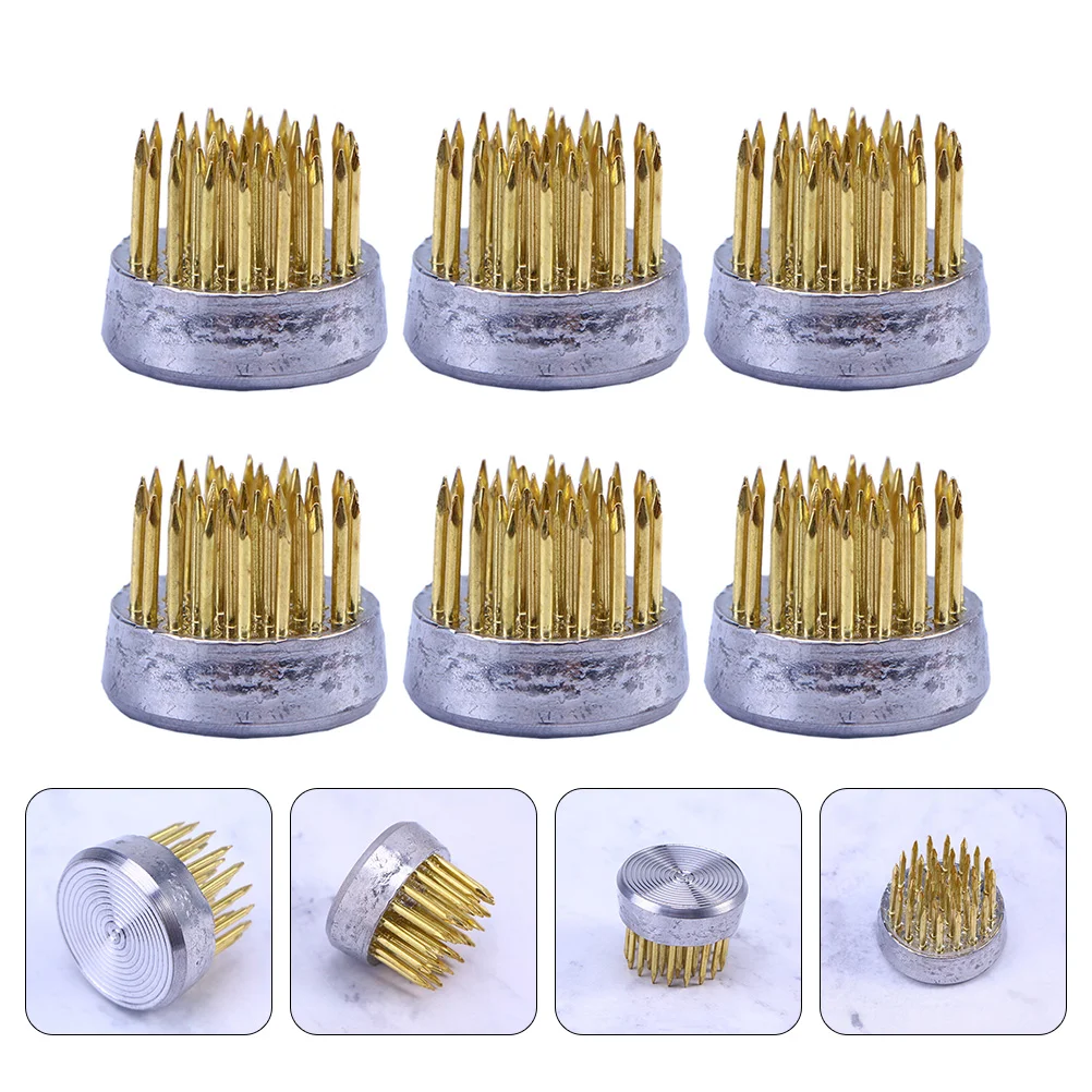 

6 Pcs Wedding Ceremony Decorations Jianshan Flower Arrangement Planting Needle Holder Tool Stainless Steel Base