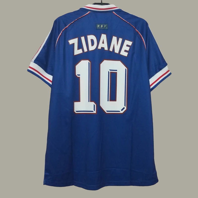 

RETRO SOCCER JERSEY 1998 HOME AND AWAY 10 ZIDANE 12 HENRY BLUE WHITE FOOTBALL VINTAGE SHIRTS IN STOCK