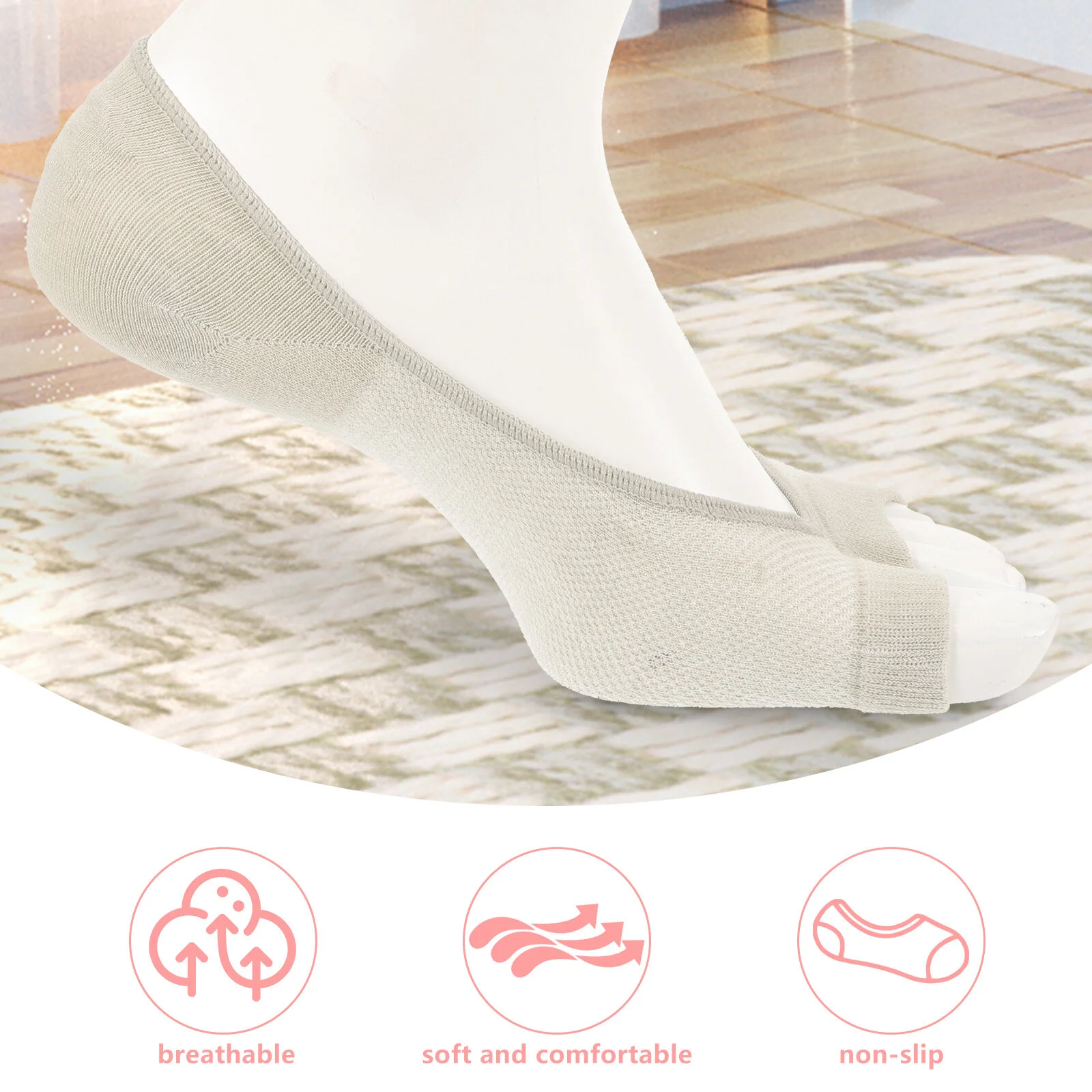 5 Pairs Toe Separating Socks Cotton Socks Low Cut Socks Solid Color Shallow Mouth Socks