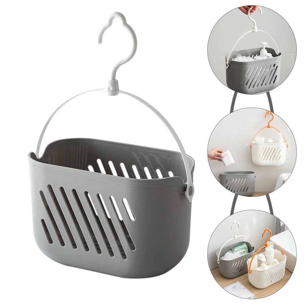 

Plastic Storage Basket with Hook Hanging Shower Caddy Kitchen Hanging Organizer