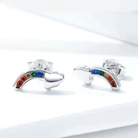 best selling 100 s925 sterling silver hypoallergenic healthy personality rainbow bridge earrings simple fashion girl earrings