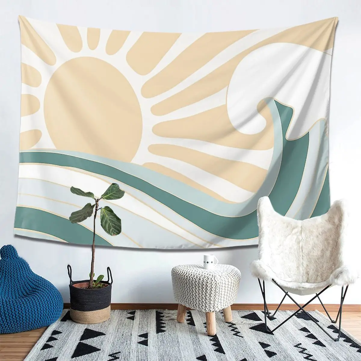 

Подвесные настенные гобелены в эстетике солнца и волн для гостиной, спальни