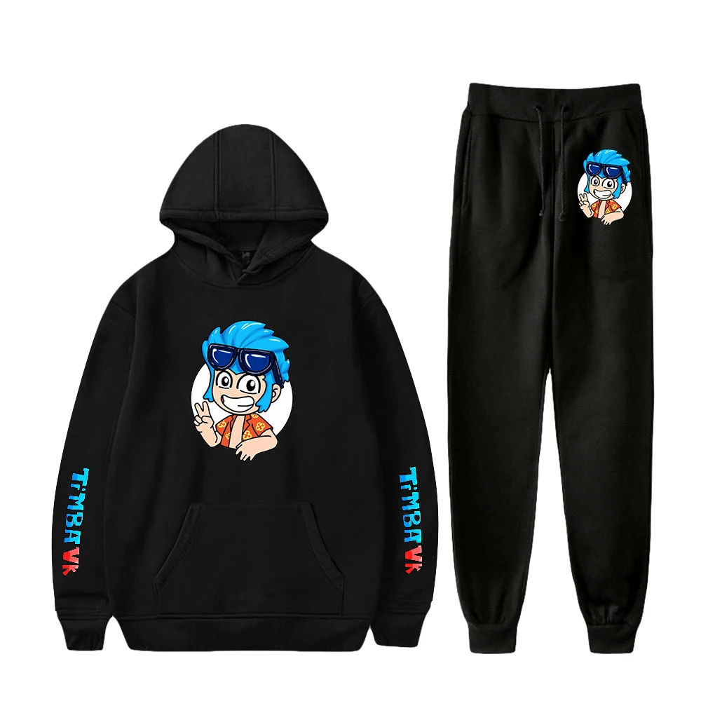

Timba Vk two-piece ladies/men‘s hoodies + trousers pink unisex Harajuku suit