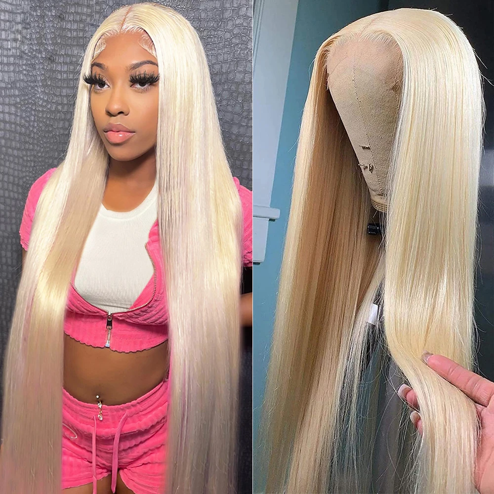 

613 Straight HD Lace Frontal Wig Honey Blonde 13x4 Lace Front PrePlucked Brazilian Remy Human Hair Wigs For Women 180 Density