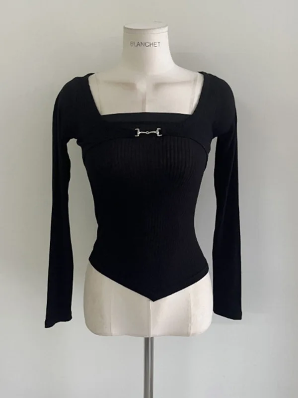 Осенне-зимний трикотажный комплект корейской версии с острым подолом без