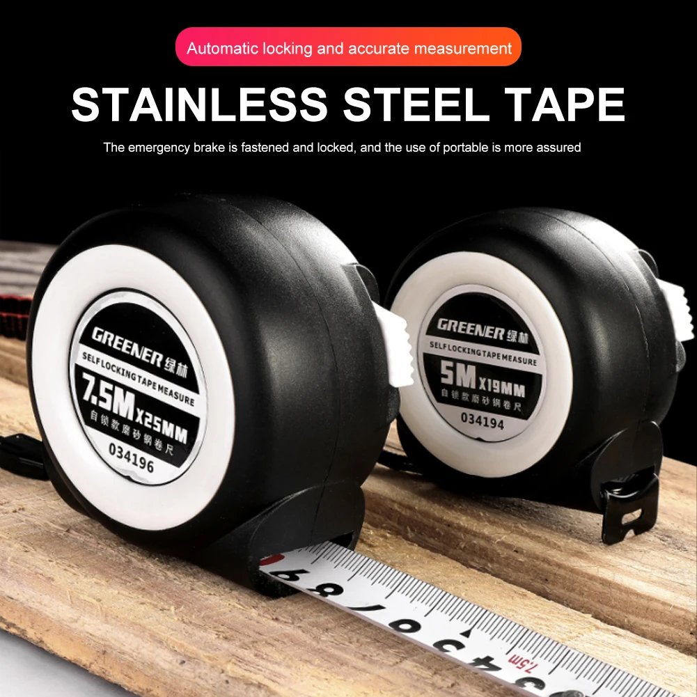 

3/5/10m Portable Tape Measure Retractable Measuring Tape Durable Self-locking Measure Ruler Stainless Steel Household Measuring
