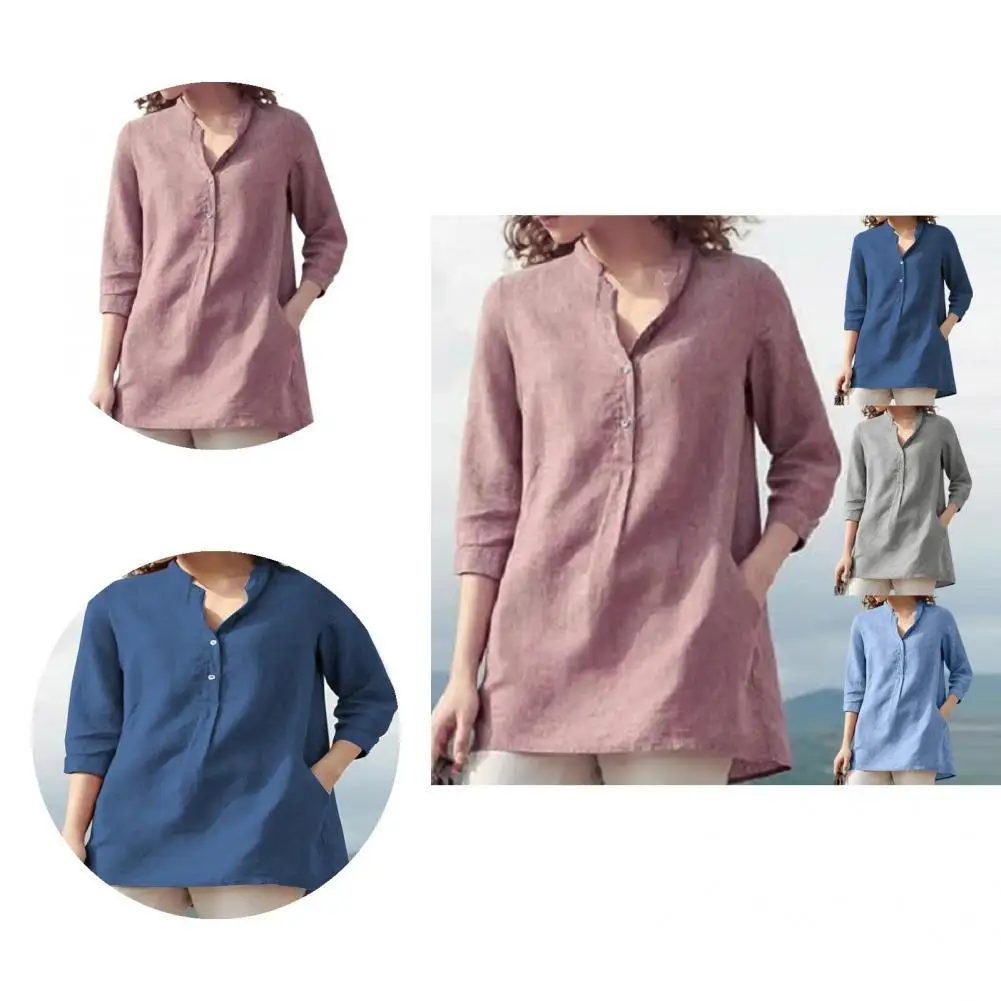 

Female Stylish Elegant Pure Color Shirt Spring Summer Women Top Loose for School