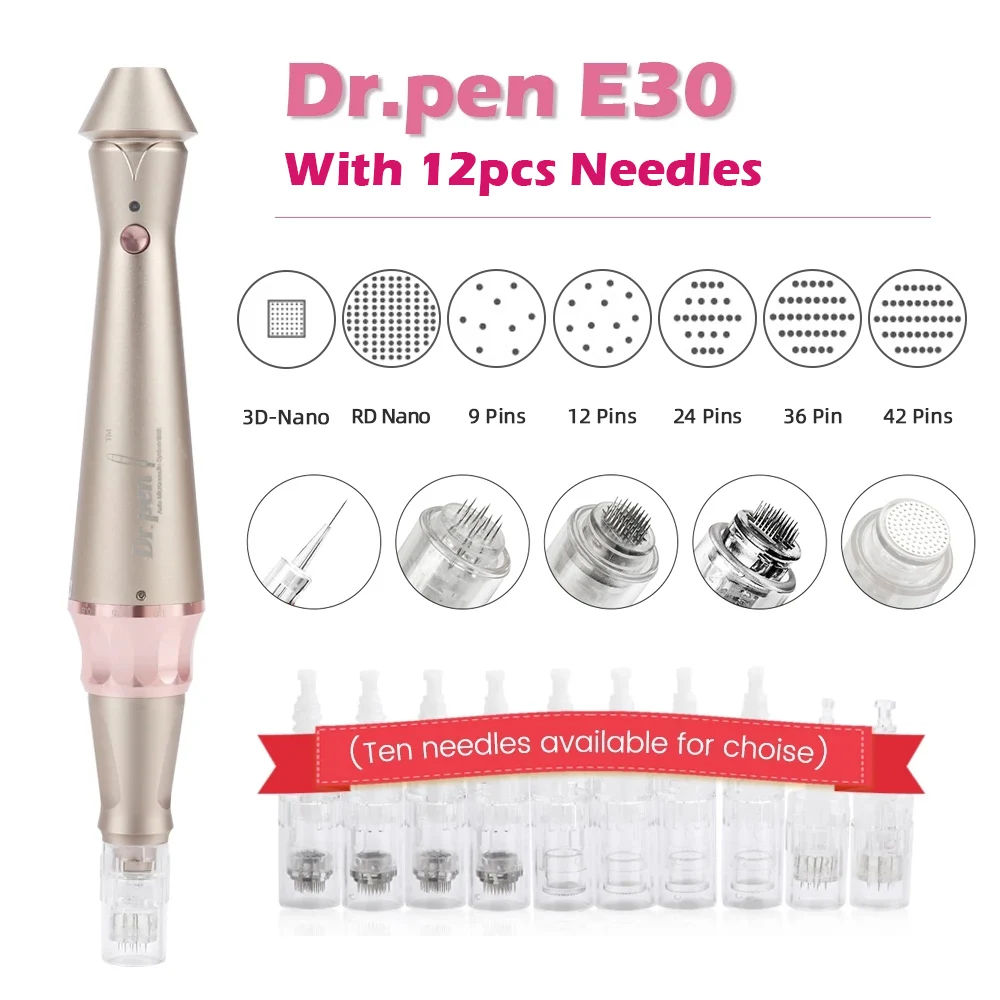 

Dr Pen Ultima E30 Professional Derma Pen Wired Dr Pen Electric Mircroneedling Pen Mesotherapy Tatoo Machine with 12pcs Needles