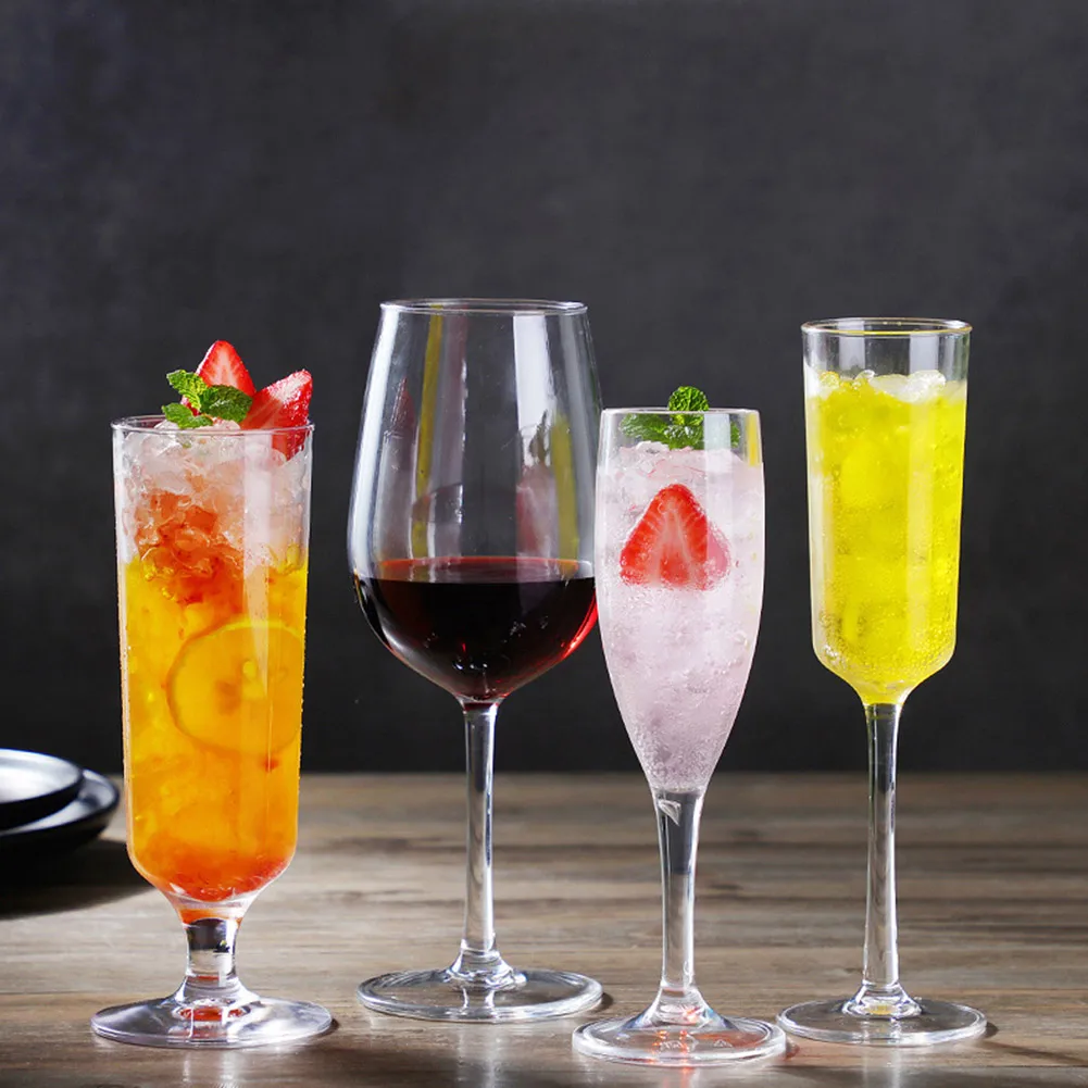 

1x Plastic Goblet Transparent Wine Glass Cups Champagne Flutes Glasses Cocktail Goblet Wedding Party Goblet Bar Home Supplies