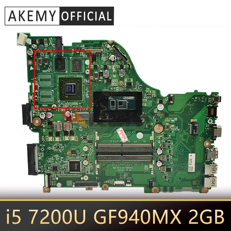 

DA0ZAAMB16E0 For ACER E5-575G E5-575 F5-573 P259 Laptop motherboard CPU i5 7200U DDR4 GPU GF940MX 2GB Test OK Mainboard