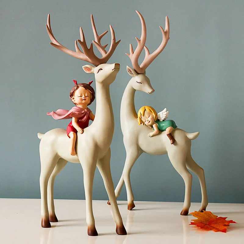 Миниатюрные предметы в скандинавском стиле ретро с оленем статуи скульптуры