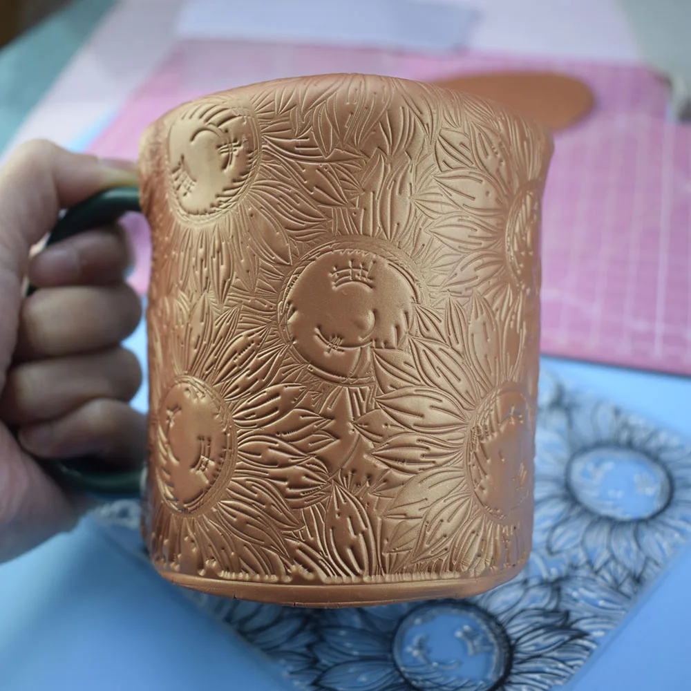 Полный шаблон подсолнуха глина штамп текстура 3D тиснение впечатление Коврик