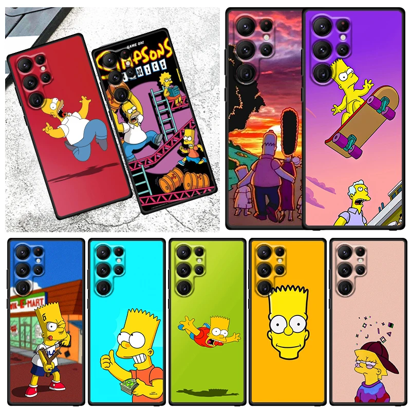 

Anime Cute The Simpson Cool Phone Case For Samsung Galaxy S23 S22 S21 S20 FE S10 S10E S9 Plus Ultra Pro Lite 5G Black Funda