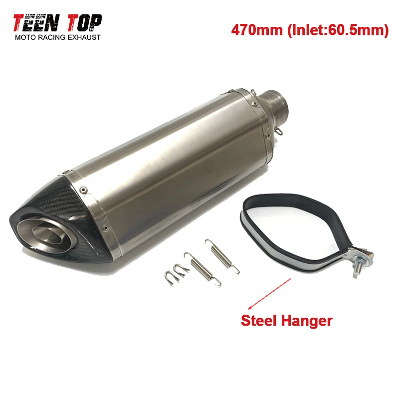 

Универсальный мотоциклетный глушитель 60,5 мм, 470 мм, из титанового сплава, выхлопная труба для Z900, R1, R3, R6, CBR650R, TMAX500, Ninja400, RS660