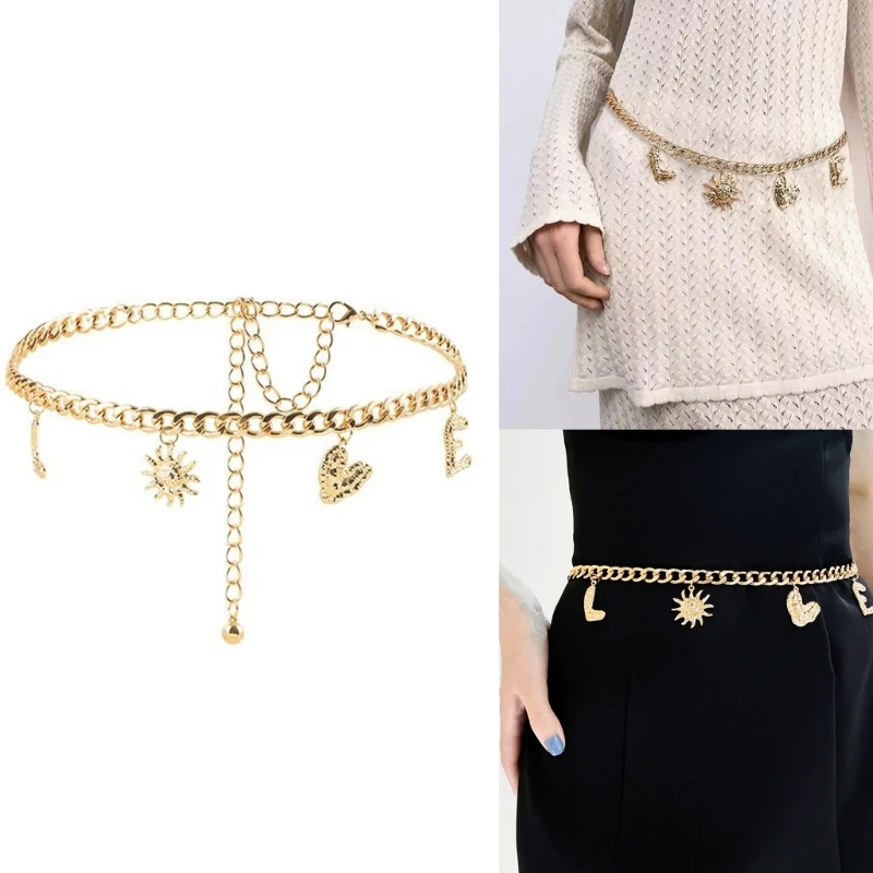 

Sexy Waist Belts for Jeans Dress Belt Modern Body Jewelry Metallic Hip Hop