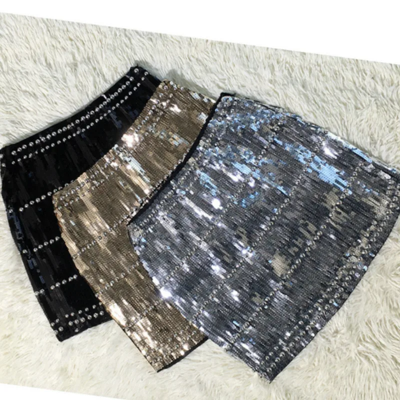 

Сексуальная короткая женская мини-юбка, блестящая мини-юбка, Женская Золотая юбка