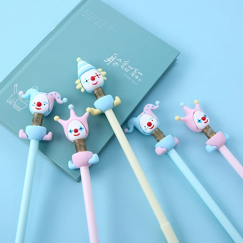 

3Pack Fashion Clown Spring Gel Ink Pens 0.5mm Writing Pen Plastic Pen Barrel Smooth Writing for Home Office Preschool G2AC