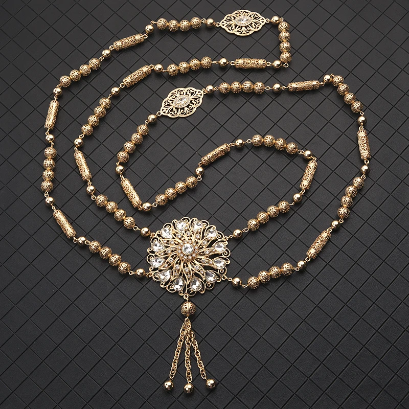 

New Fashion Moroccan Wedding Breast Jewelry Women Abaya Shoulder Jewelry Luxury Ethnic Costume Jewelry