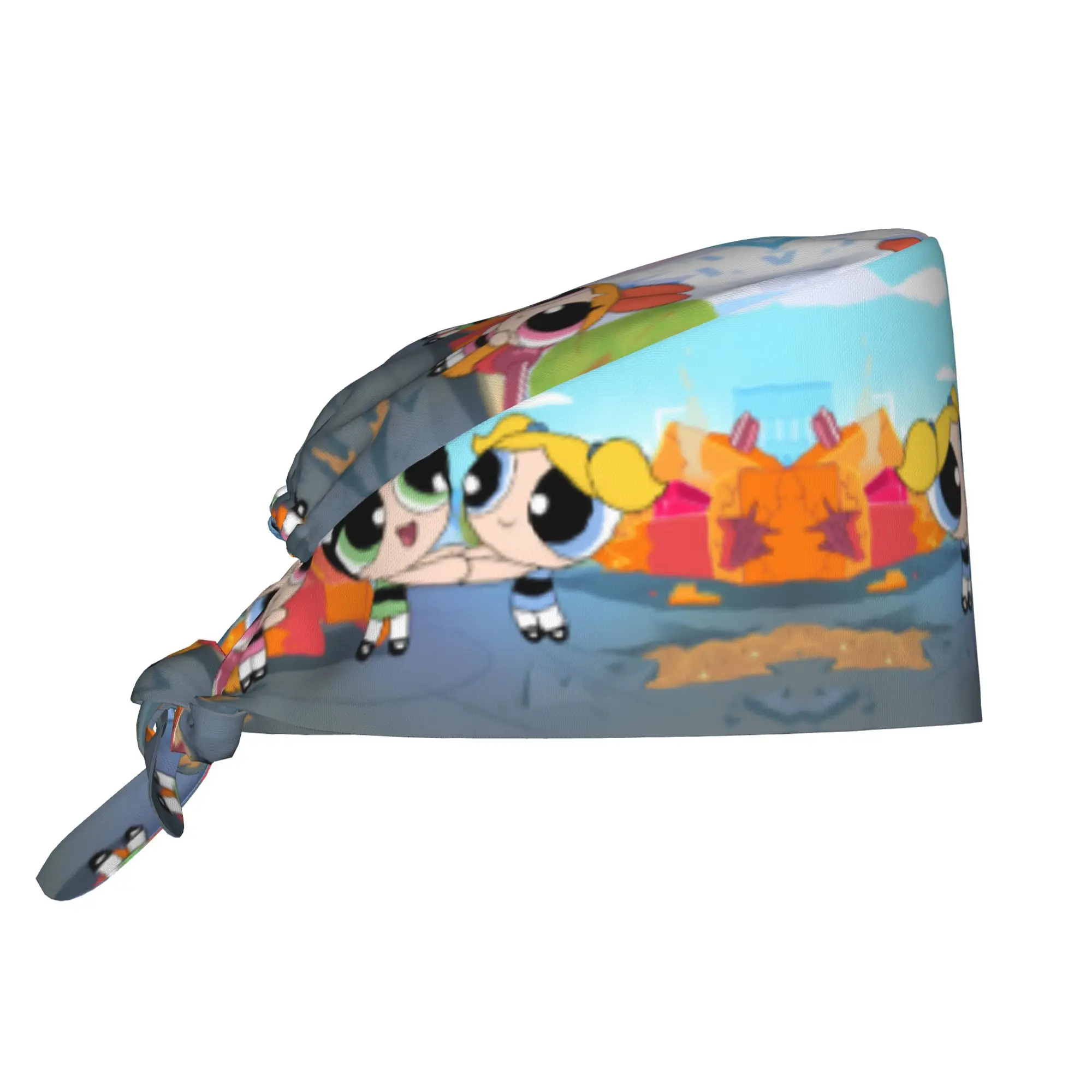 Фото Дышащие медицинские шапочки-кепки Custom Poweres Anime Puffes для медперсонала, унисекс, с мультяшным рисунком, для работы и операций №2