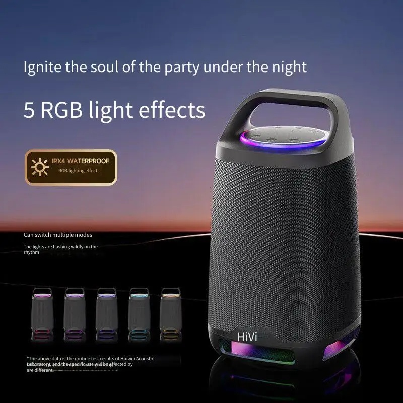 Фото Портативная уличная Bluetooth-колонка HiVi ML35 150 Вт для караоке с беспроводным микрофоном и мощным басовым сабвуфером №4
