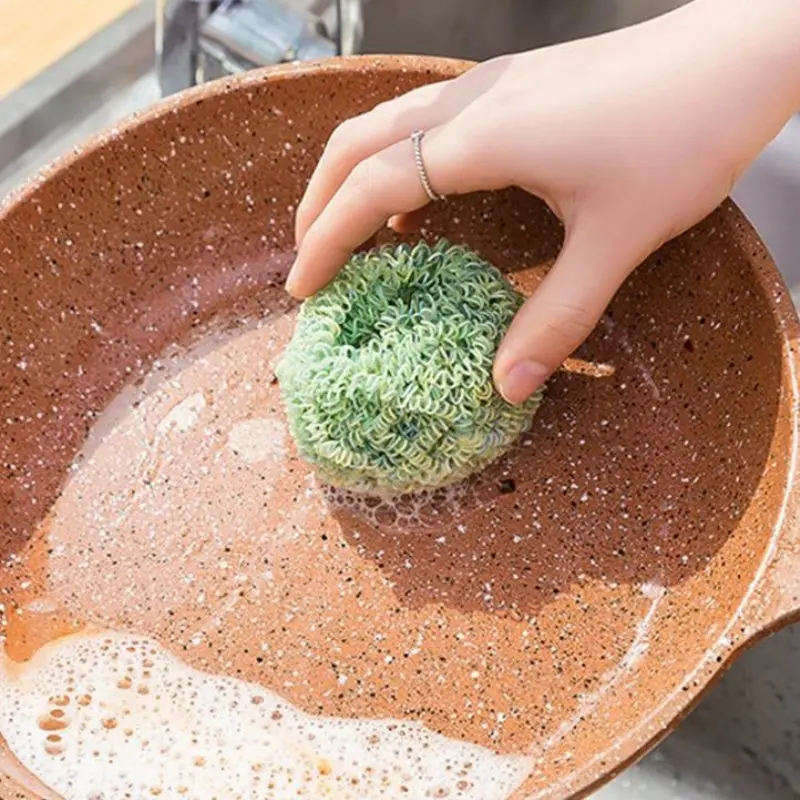

2Pcs/Pack Decontamination Dry Ball Household Kitchen Fiber Cleaning Brush Dish Washing Pot ScrubberKitchen Cleaning Tool