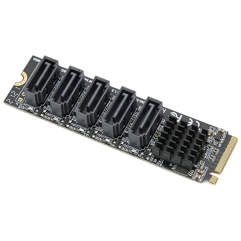 

M.2 To Sata3.0 Adapter Card M.2 PCIE 16Gbps Sata 6G 5 Port Hard Drive Extension Hard Drive Converter Card JMB585 Chip