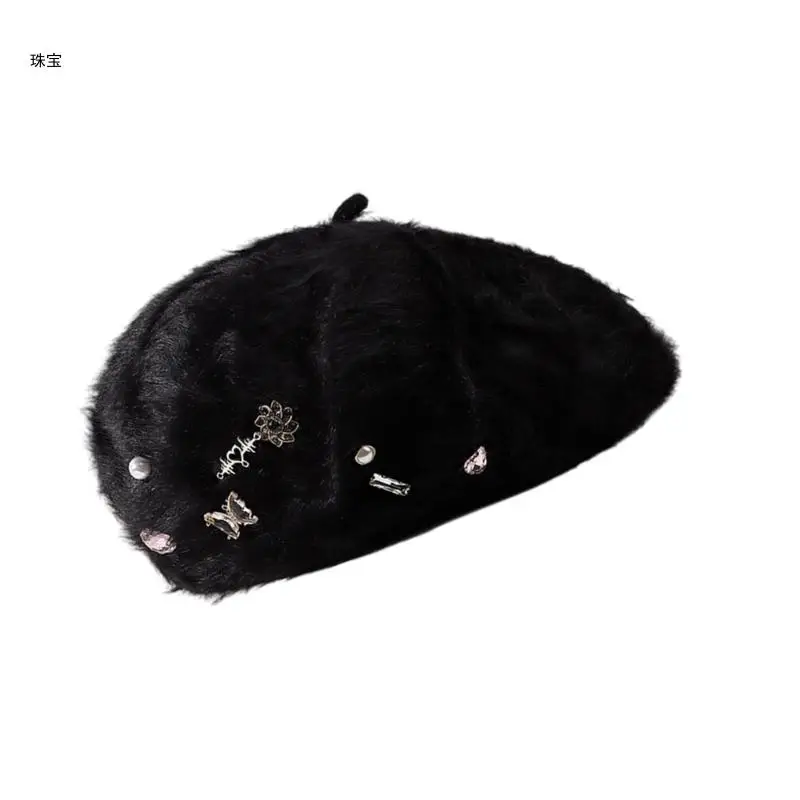 X5QE модные береты с жемчугом элегантный головной убор бабочкой аксессуар для
