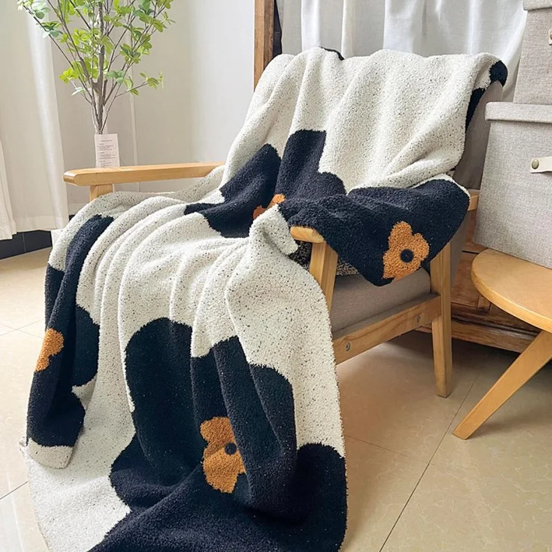 Мультяшные цветы одеяло для дивана уличные коврики кемпинга и пикника вязаное