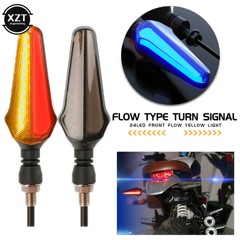 

2pcs Motorcycle Refit Turn Signal 24 LED Bright Lights Low Power Motorcycle Indicators Bicolor Flowing Turn Signal Lights Light
