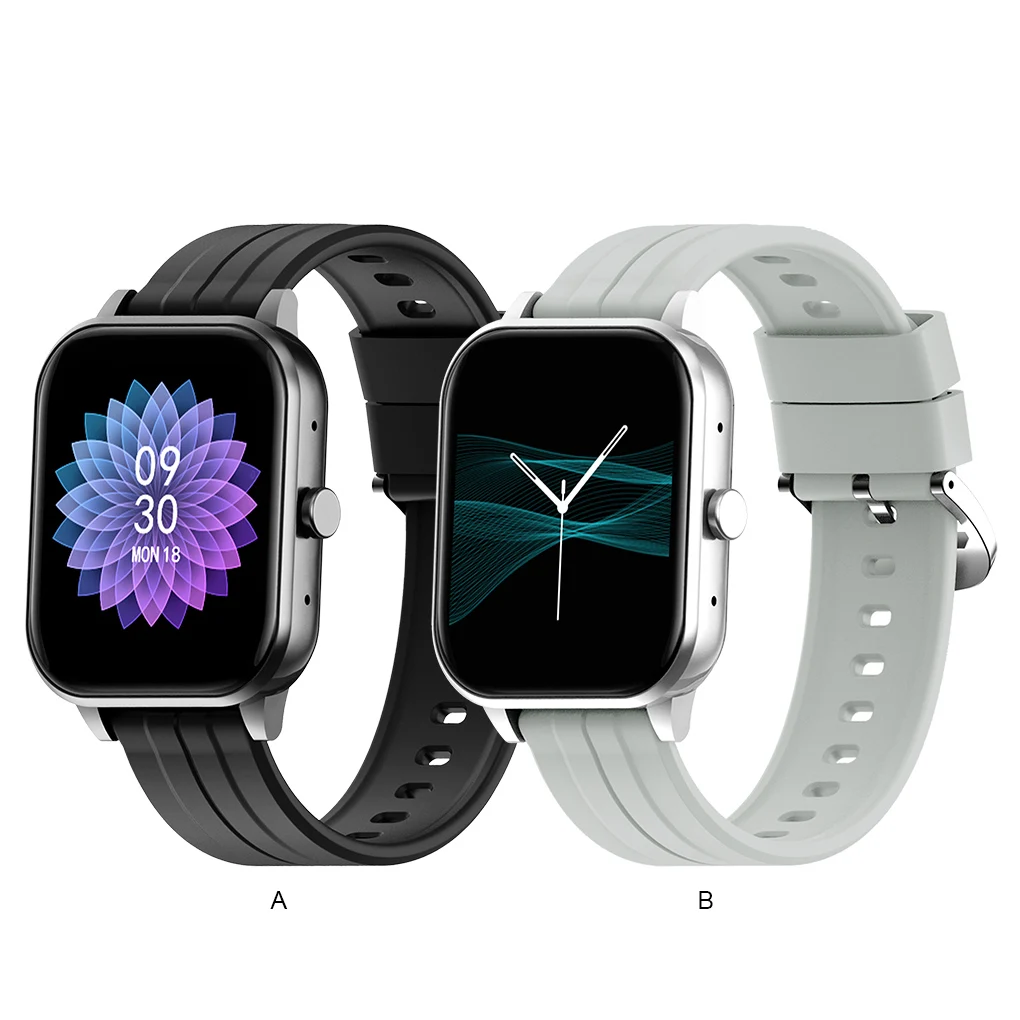 

1.54 Inch Smart Watch Heart Rate Square Dial Wristwatch Call Message Reminder Remote Control Wristband Silver Grey