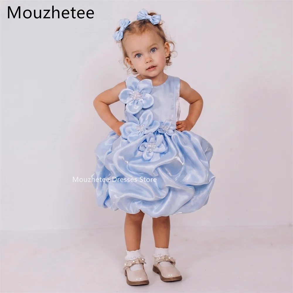 Фото Платья Mouzhetee A-Line с жемчугом и 3D-цветами для девочек: на день рождения, свадьбу, выпускной. Индивидуальный пошив. Коллекция 2026. №2