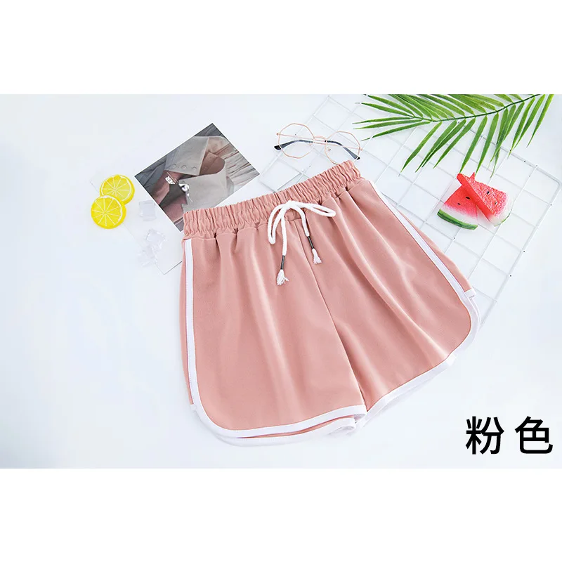 Multicolored Motion Shorts Women's Summer Outering A Word  Biker Three-point Pants High Waist Appears Thin Lax Leisure