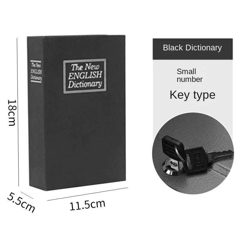18cm Safe Box with Lock Money Safe Book Key Lock Money Cash Box Certificate Key Locker Book Kid Gift Book Hidden Secret images - 6