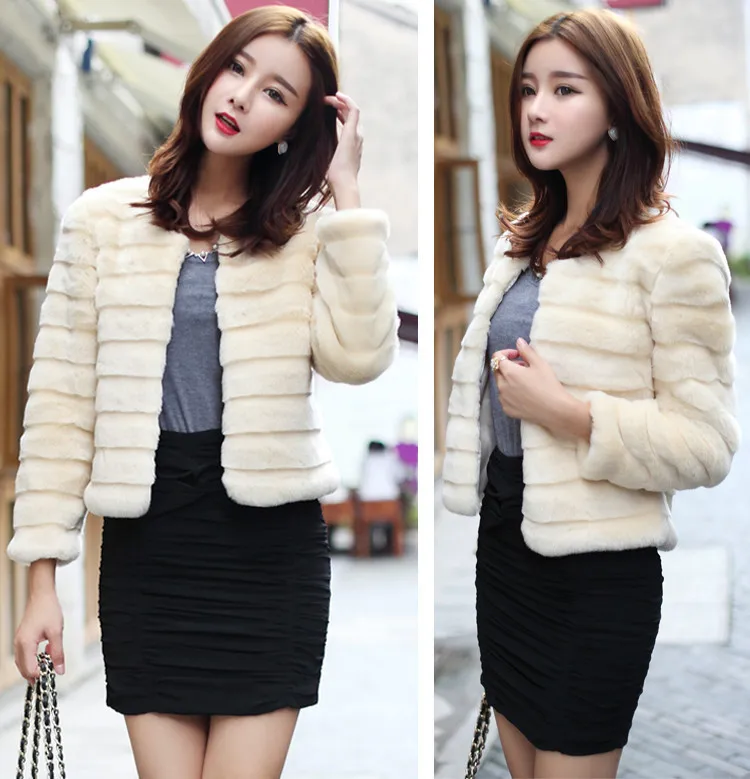 Women's Fur Jacket Winter Faux Fur Coat Imitation Rabbit Fur Leather Fur Coat Imitated Mink Wool Coat Women Faux Fur Coat
