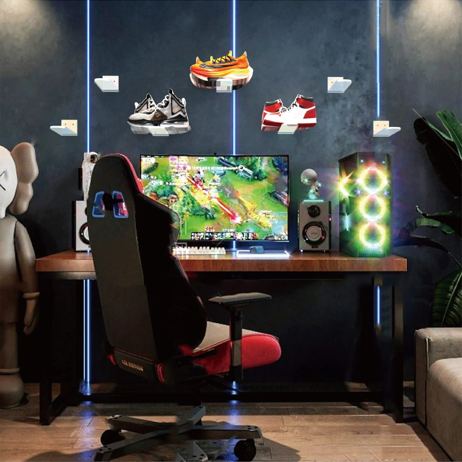 Радужные полки для кроссовок Радужный дисплей детской обуви настенный стеллаж