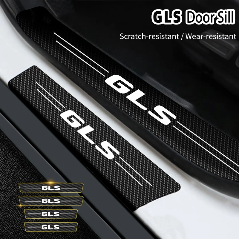 

4Pcs Car Stickers Anti Scratch Door Sill Protector ​For Mercedes Benz GLS Car Threshold Protection Carbon Fiber Stylin