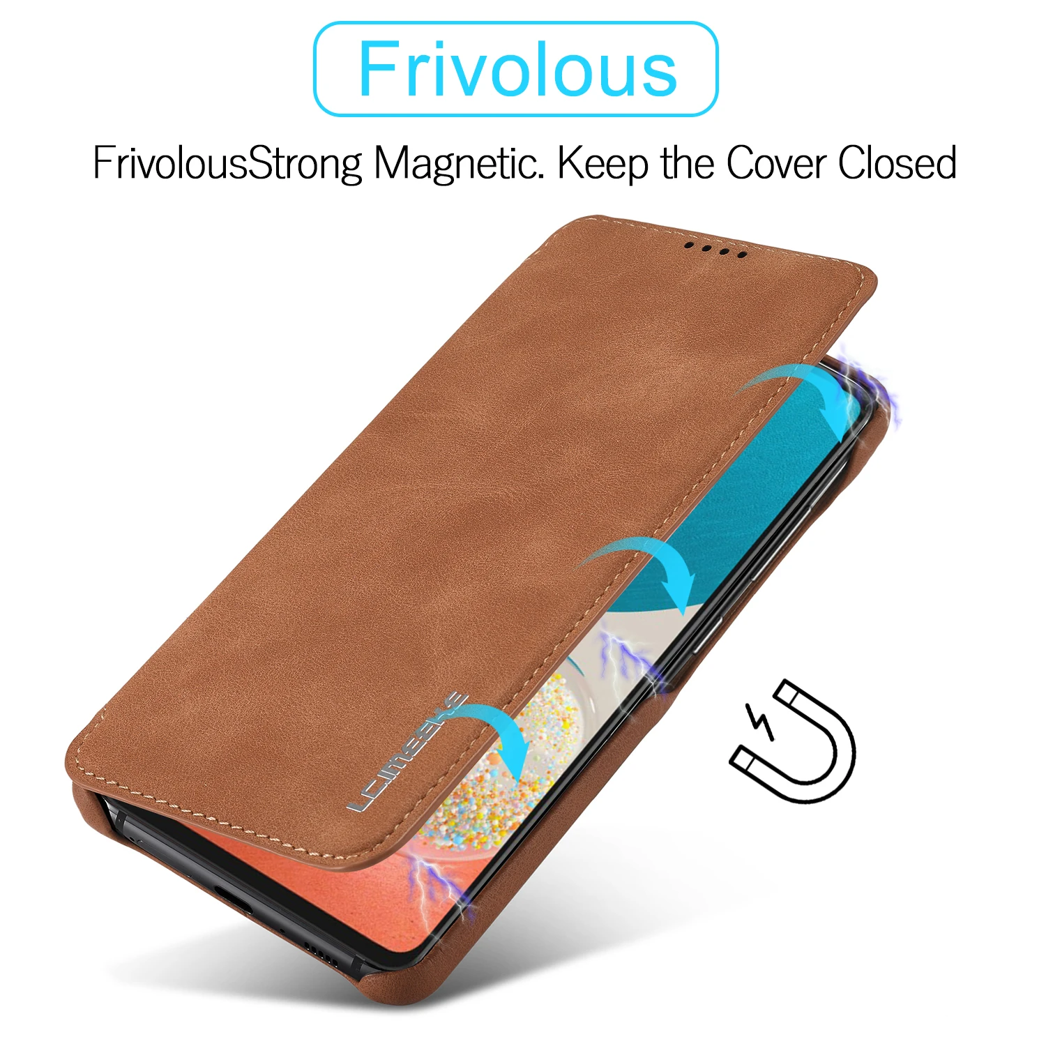 High Quality Magnetic Leather Flip Case for Galaxy A54 A53 A22 A72 A52 A12 A21S A41 A31 A11 A71 A51 A70 A50 A40 A20 A30 Cover